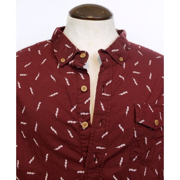 Carbon Men XXL Red Button Harry Shirt Lighting Bolt Pattern Short Sleeve - Picture 2 of 7